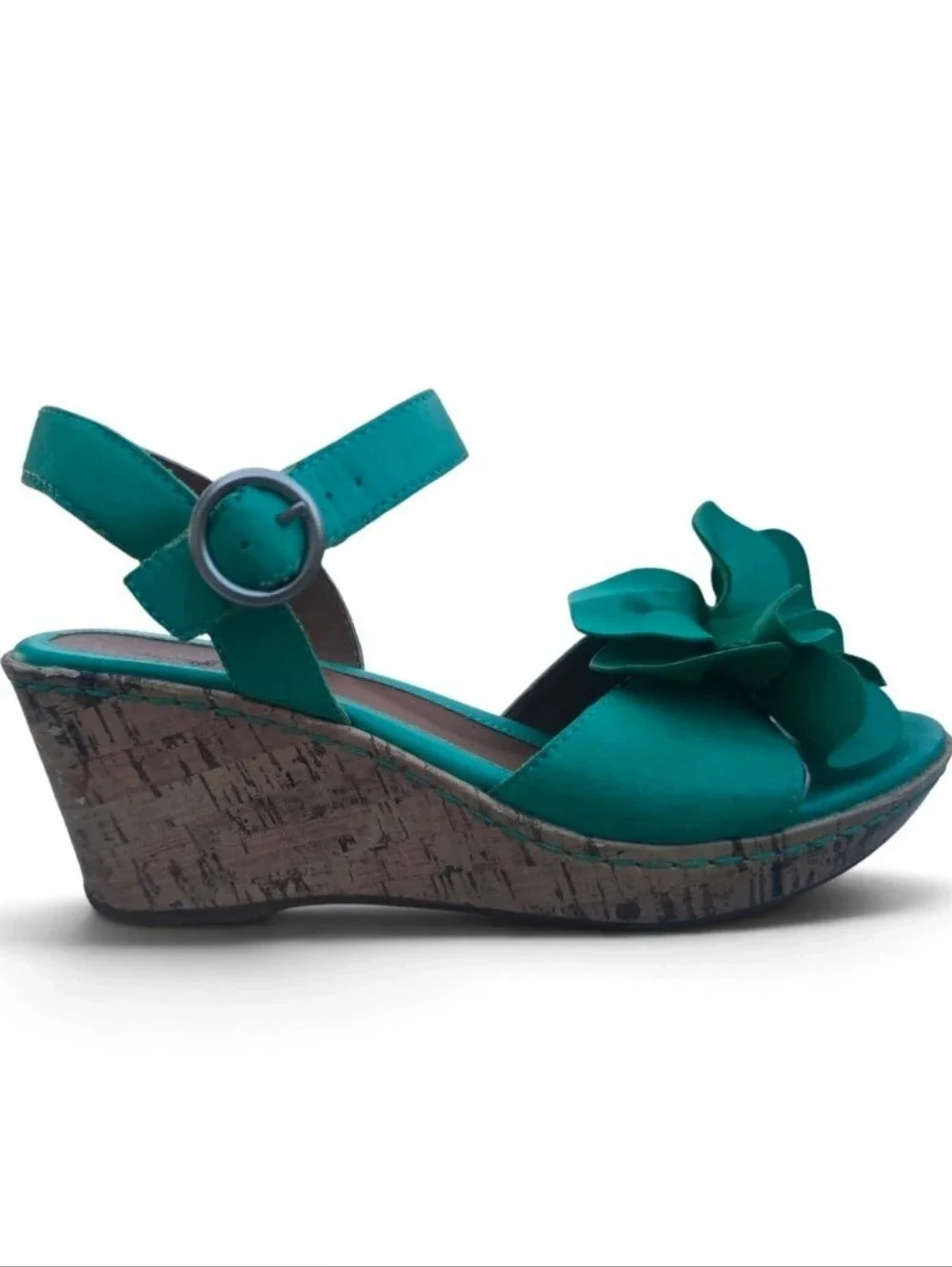 Jaclyn Smith Teal Floral Wedge Sandals